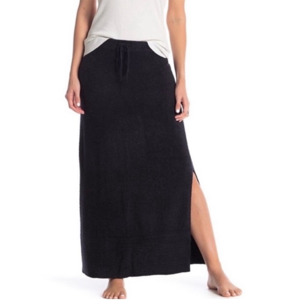 Barefoot Dreams CozyChic Lite Maxi Skirt Black Drawstring Pencil - Size Small